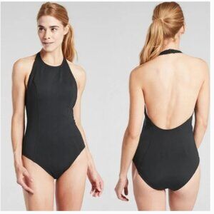 NEW Athleta Offshore Paddle One Piece Swimsuit Bathing Suit Black Size Medium